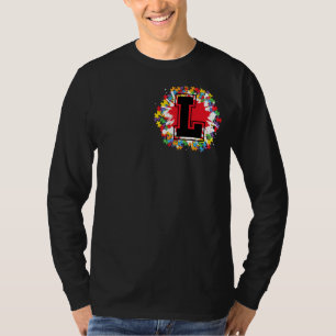 Personalised Autism Awareness Initial L Letter Mon T-Shirt