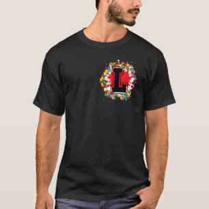 Personalised Autism Awareness Initial L Letter Mon T-Shirt