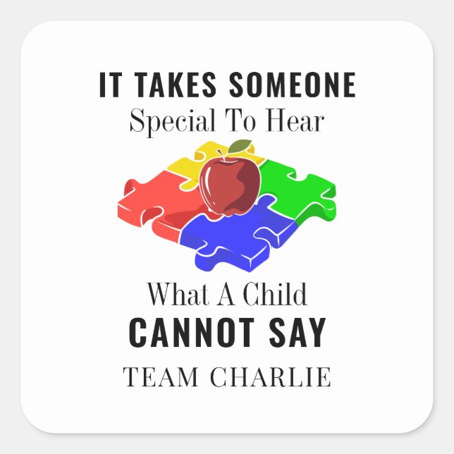 Personalised Autism Awareness Special Ed Teacher Square Sticker (Front)