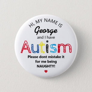 Personalised Autism Awarness   Funny ASD 6 Cm Round Badge