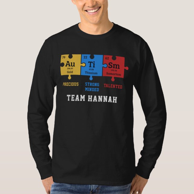 Personalised Autism Chemistry Elements Puzzles T-Shirt (Front)