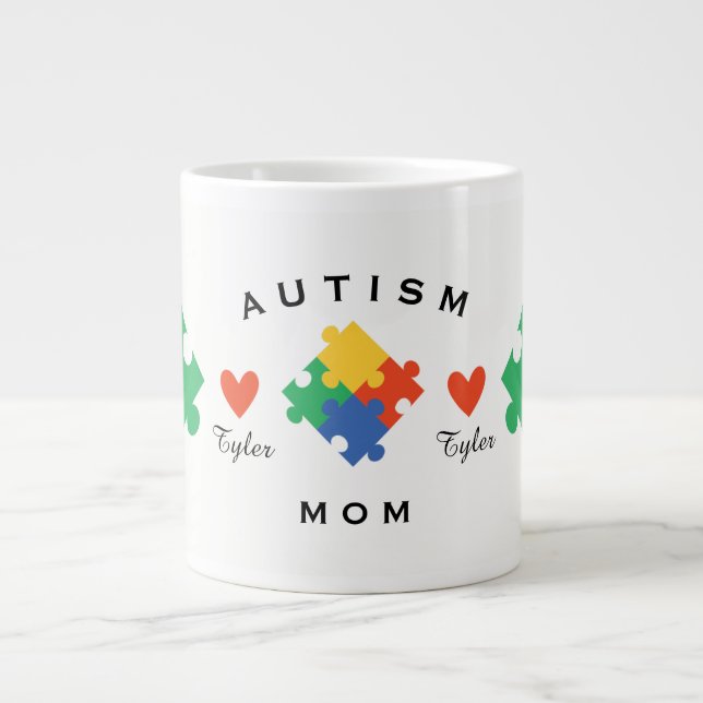 Personalised Autism Mum Large Coffee Mug (Front)