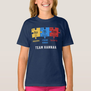 Personalised Autism Puzzle Chemistry Elements Team T-Shirt