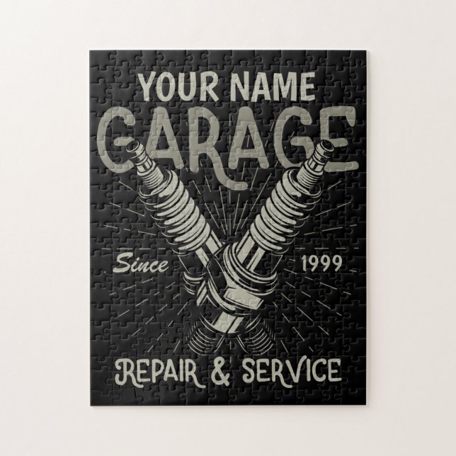 Personalised Auto Mechanic Garage Retro Spark Plug Jigsaw Puzzle (Vertical)