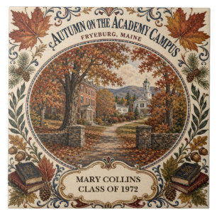Personalised Autumn Academy Campus Fryeburg Maine Tile