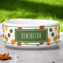 Personalised Autumn Aspen Leaves Pattern Pet Bowl