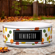 Personalised Autumn Aspen Leaves Pattern Pet Bowl