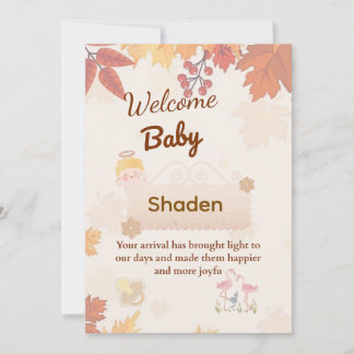 🍂 Personalised Autumn Baby Welcome Card | Custom