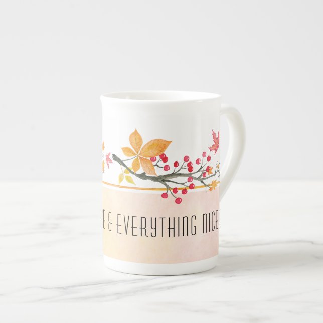 Personalised Autumn Bone China Mug (Front Right)