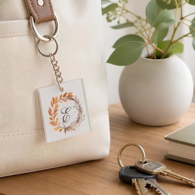 Personalised Autumn Botanical Monogram Key Ring (Creator Uploaded)