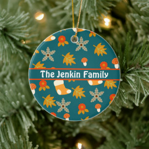 Personalised Autumn  Ceramic Tree Decoration