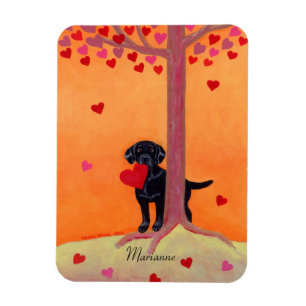 Personalised Autumn Colour Black Labrador Magnet