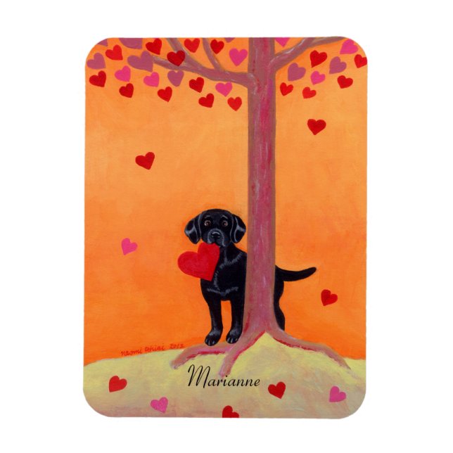Personalised Autumn Colour Black Labrador Magnet (Vertical)