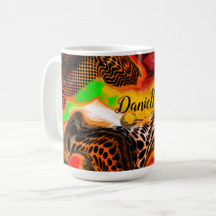 Personalised Autumn Colours Abstract Pour Painting Coffee Mug