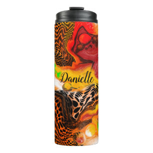 Personalised Autumn Colours Abstract Pour Painting Thermal Tumbler