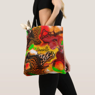 Personalised Autumn Colours Abstract Pour Painting Tote Bag