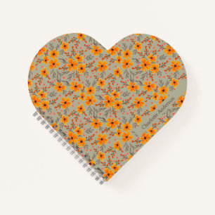 Personalised Autumn Fall Floral Pattern Notebook