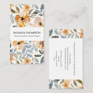 Personalised Autumn Floral Business Card