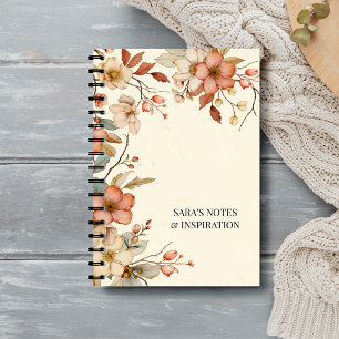 Personalised Autumn Floral Garden Natural Notebook