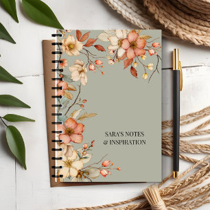 Personalised Autumn Garden Green Notebook