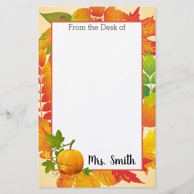 Personalised Autumn Harvest Stationery (Front)