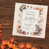 Personalised Autumn Hedgehog Birthday Invitation