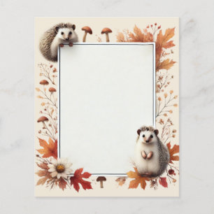 Personalised Autumn Hedgehog Notepaper