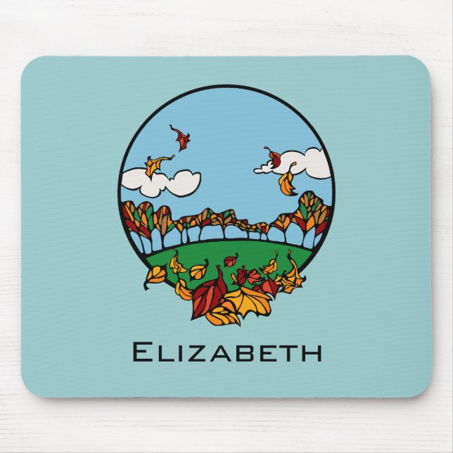 Personalised Autumn Landscape Scene Mouse Mat (Front)