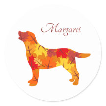 Personalised Autumn Leaves Labrador Silhouette
