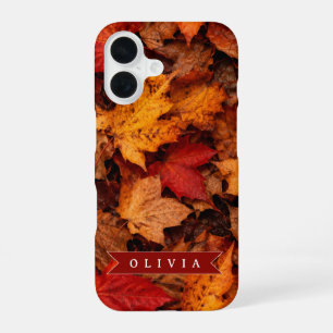 Personalised Autumn Maple Leaves Colourful Fall iPhone 16 Case