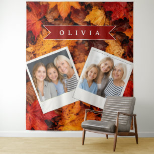 Personalised Autumn Maple Leaves Colourful Fall Tapestry