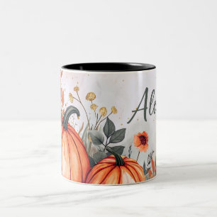 Personalised Autumn Mug with Pumpkins