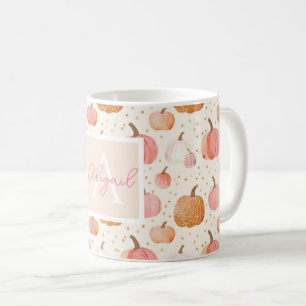 Personalised Autumn Mug with Pumpkins Pattern