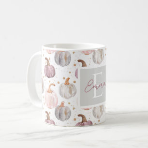 Personalised Autumn Mug with Pumpkins Pattern