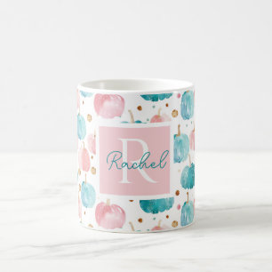 Personalised Autumn Mug with Pumpkins Pattern