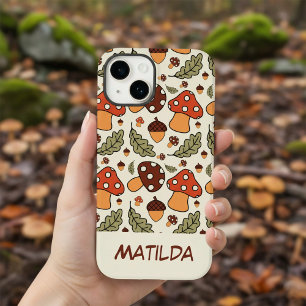 Personalised Autumn Mushroom & Acorn Phone Case