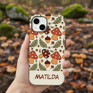 Personalised Autumn Mushroom & Acorn Phone Case