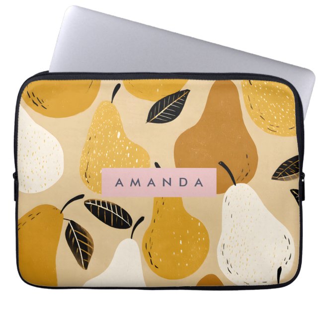 Personalised Autumn Pear Fruit Design Laptop Sleeve (Front)