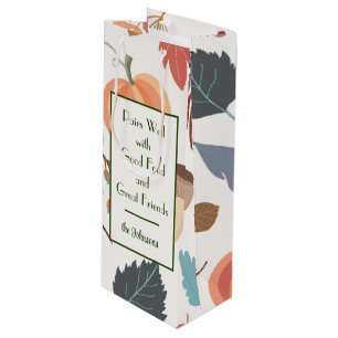 Personalised Autumn Print Wine Gift Bag