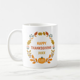 Personalised Autumn Pumpkin Wreath Thanksgiving Coffee Mug