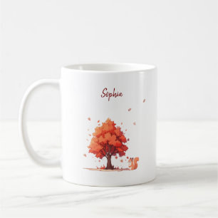 Personalised Autumn Tree and Squirrel  Coffee Mug