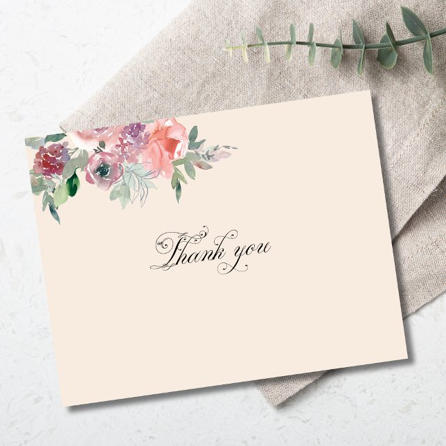 Personalised Autumn Watercolor Floral Thank You Card (Creator Uploaded)
