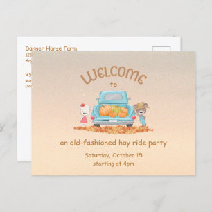 Personalised Autumn Welcome Bears Pumpkins Hayride Postcard