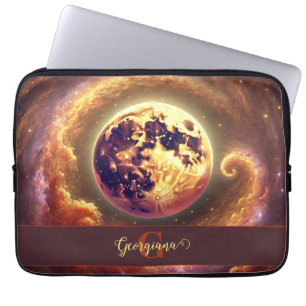 Personalised Autumnal Galaxy Harvest Moon Laptop Sleeve