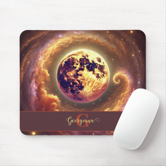 Personalised Autumnal Galaxy Harvest Moon Mouse Mat (With Mouse)