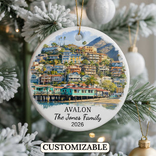 Personalised Avalon Ornament, Custom California Ceramic Tree Decoration