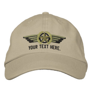 Personalised Aviation Star Laurels Pilot Wings Embroidered Hat