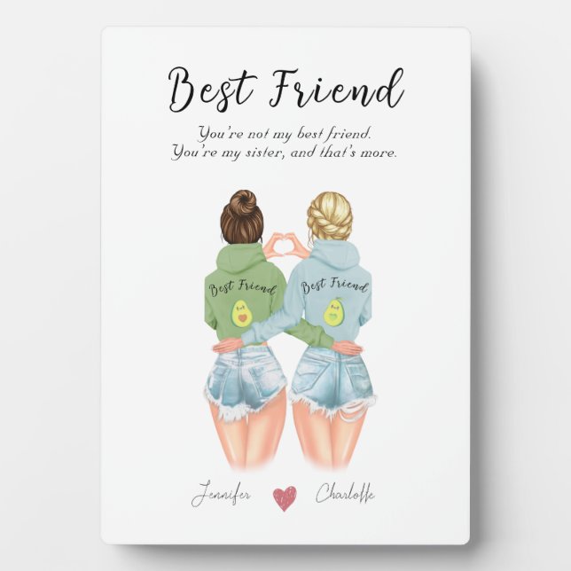 Personalised  avocado gift for best friend plaque (Front)