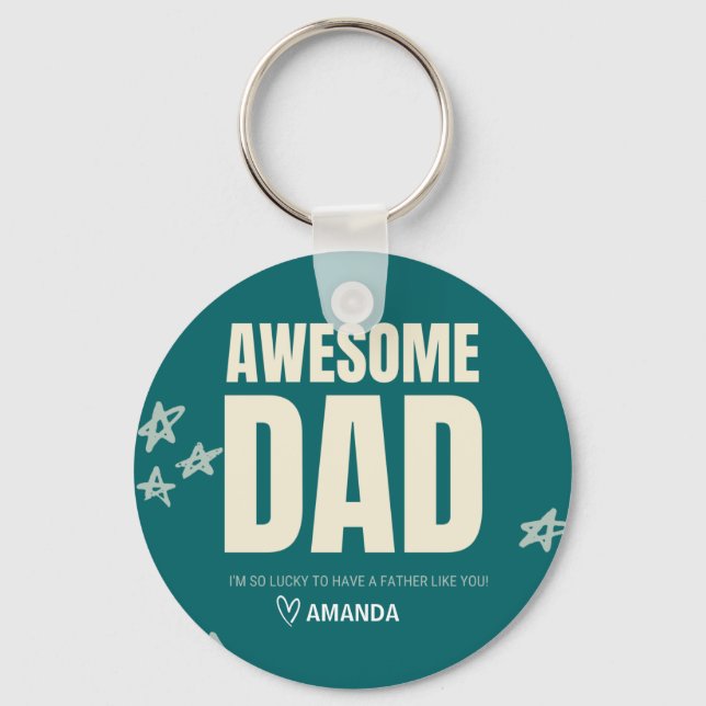 Personalised Awesome Dad Fathers Day keychain  (Front)
