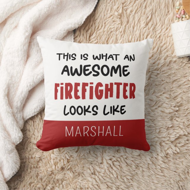 Personalised Awesome Firefighter Funny Firefighter Cushion (Blanket)